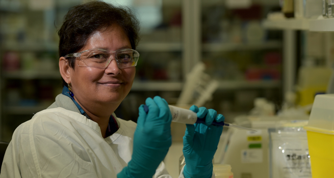 Professor Kanta Subbarao is the Director of the Melbourne World Health Organisation Collaborating Centres for Reference and Research on Influenza. Picture: Paul Burston/University of Melbourne