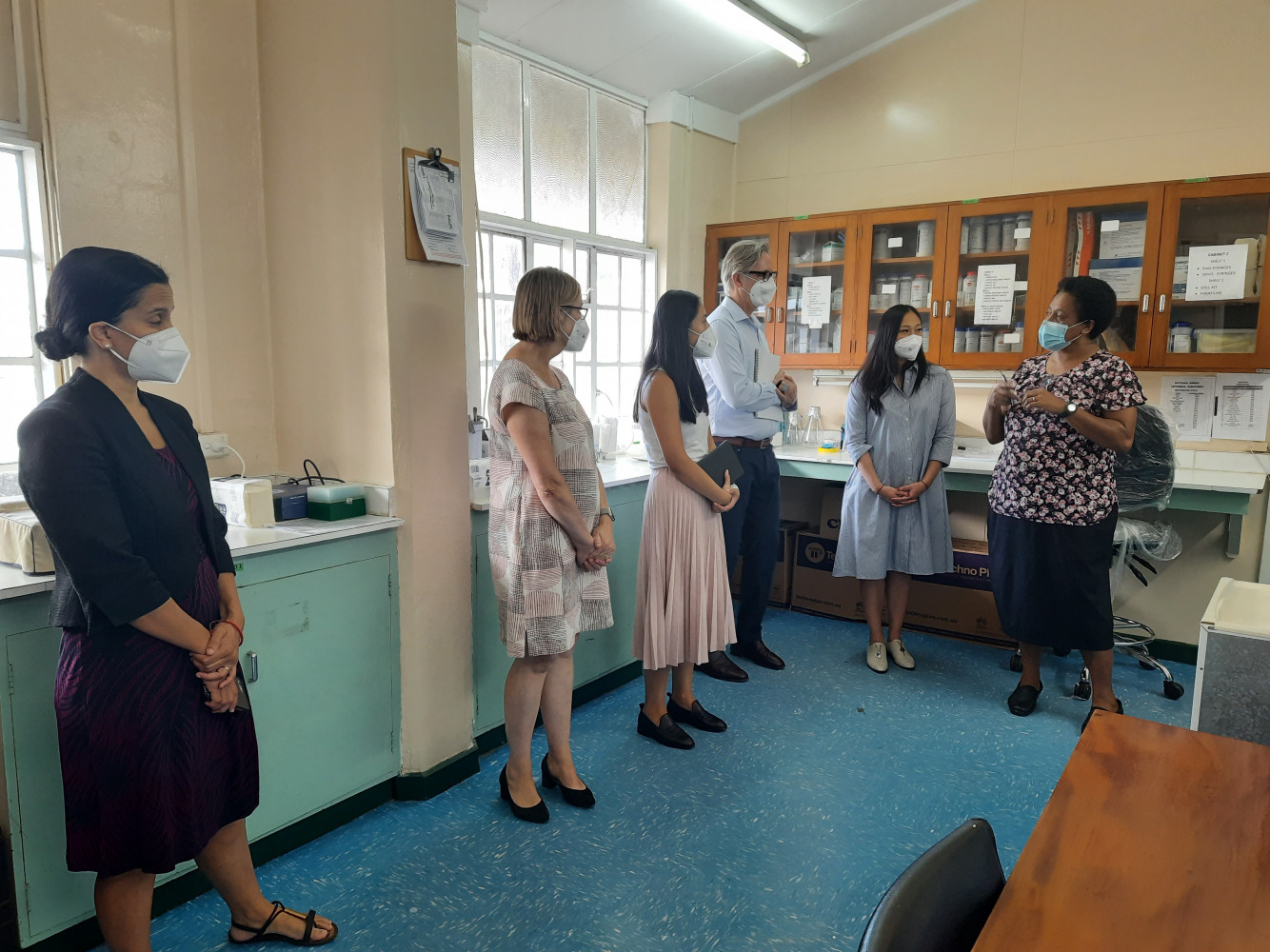 Fiji Centre for Disease Control team and the Doherty Institute team discussing genomics implementation plans at Fiji CDC. 