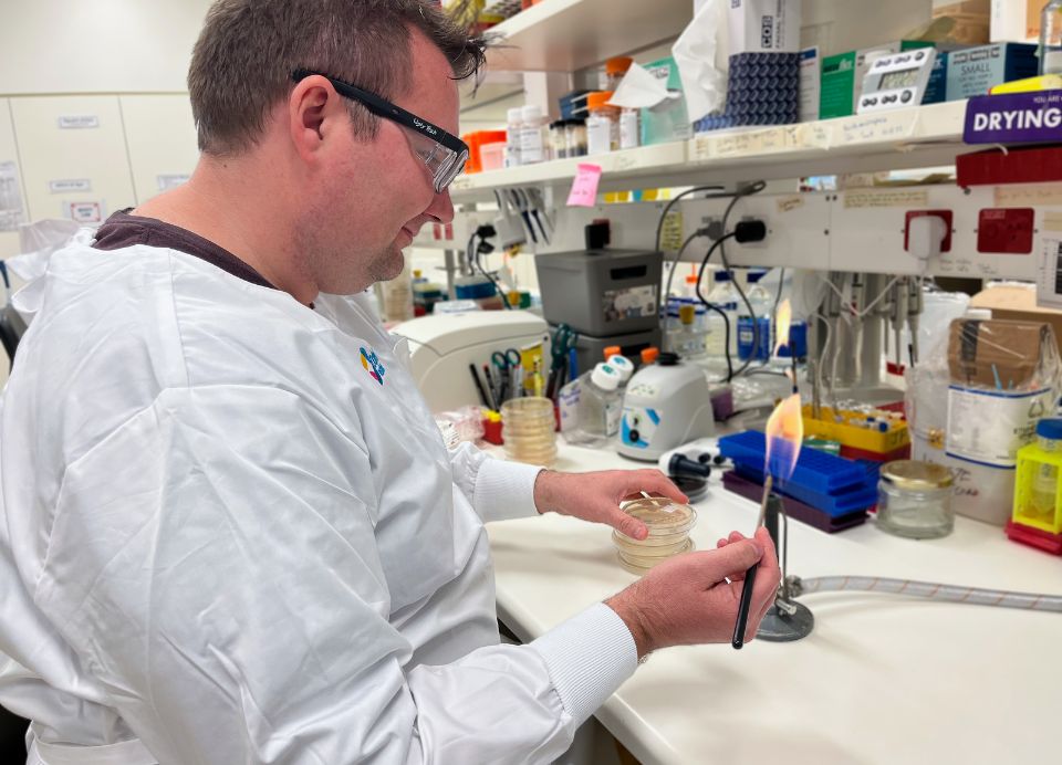 Dr Nichollas Scott working in his laboratory at the Doherty Institute