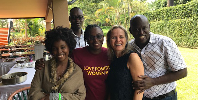 From left to Right Lillian (Tanzania), Maureen (Kenya), Sharon and Godfrey (Kenya) attending the Advocates Academy for HIV Cure Research. The two-day retreat was held just out of Kampala and was funded by the International AIDS Society in partnership with AVAC, a New York-based organisation dedicated to Global Advocacy for HIV Prevention. The IAS and AVAC are committed to building expertise and a deeper understanding of HIV cure in communities affected by HIV.